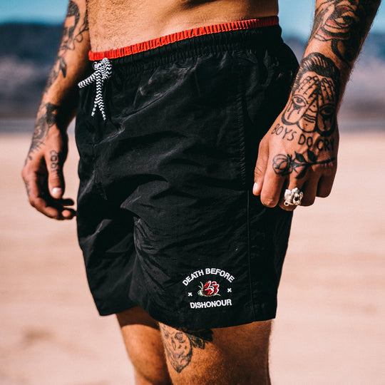 Rose Black Swim Shorts