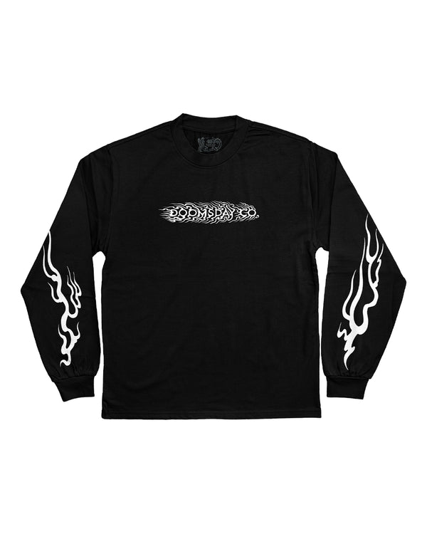 Tribal Flame Black Heavy Long Sleeve