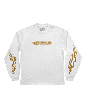 Tribal Flame White Heavy Long Sleeve