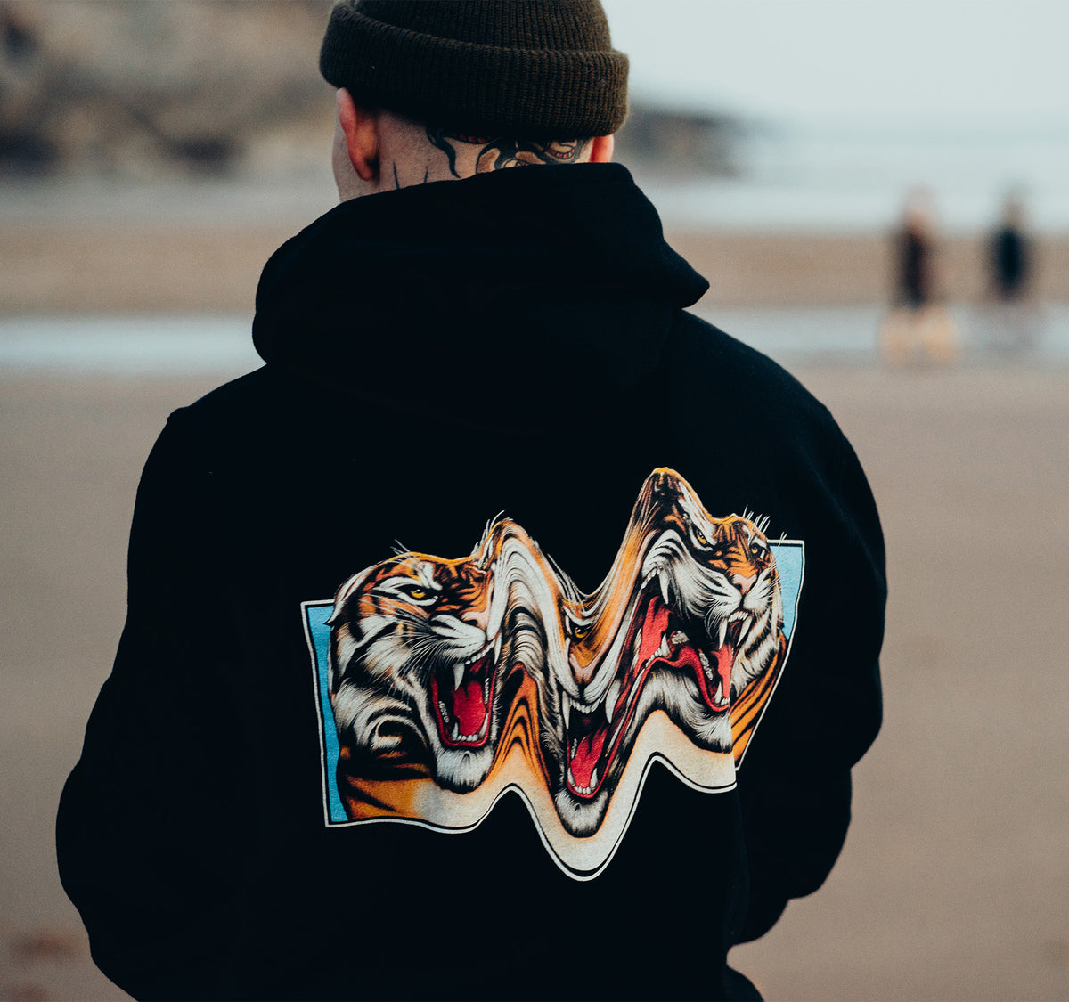 Trippy Tiger Hoodie - BLACK
