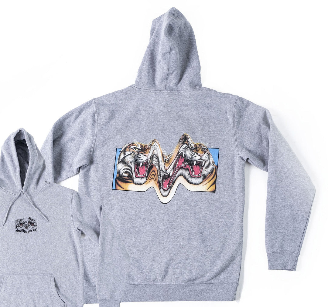 Trippy Tiger Hoodie - Grey