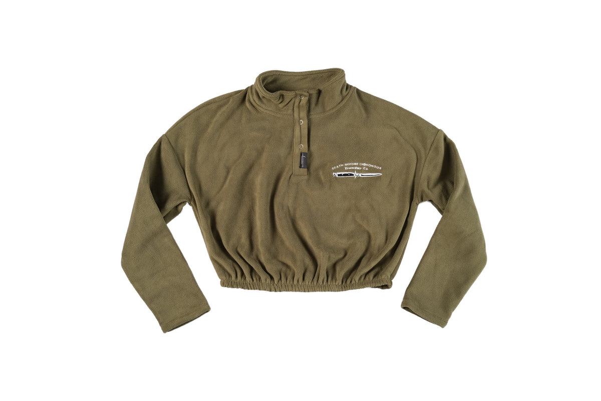 Death before dishonour olive cropped hoodie - doomsdayco cropped hoodie