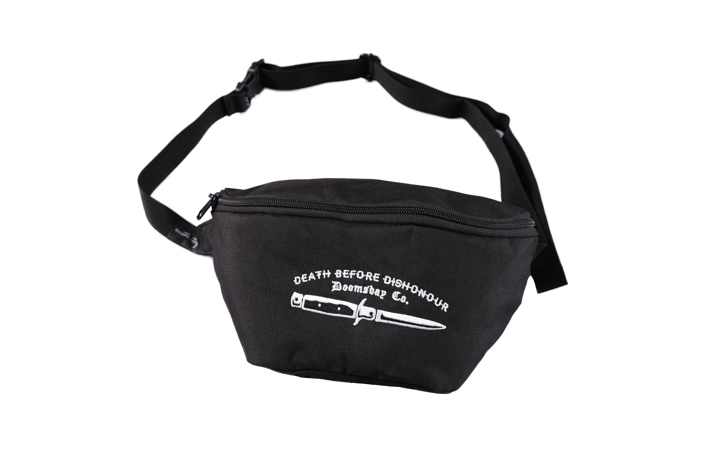 Death before dishonour waist bag - doomsdayco black waist bag