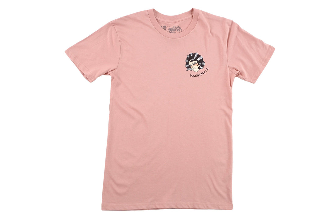 Ganja Lady design printed onto a rose T-shirt - doomsdayco Ganja Lady T-shirt Rose front