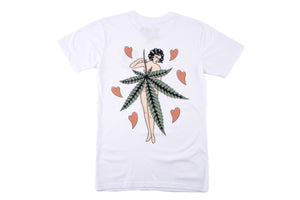 Ganja Lady design printed onto a white T-shirt - doomsdayco Ganja Lady T-shirt White back