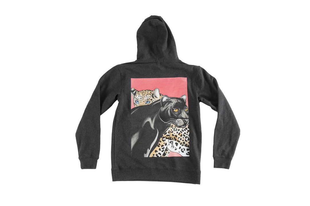Jaguar design printed onto a Charcoal Hoodie - doomsdayco Jaguar Charcoal Hoodie back