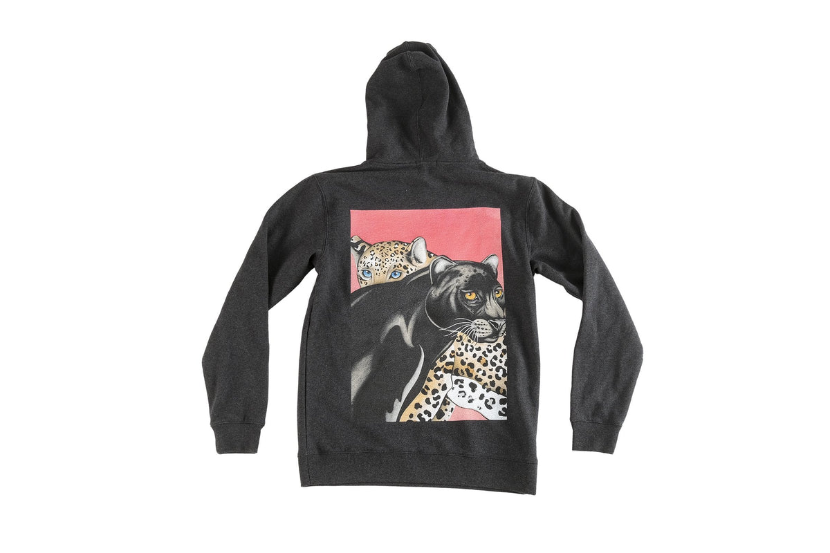Jaguar design printed onto a Charcoal Hoodie - doomsdayco Jaguar Charcoal Hoodie back