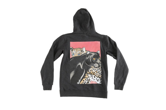 Jaguar design printed onto a Charcoal Hoodie - doomsdayco Jaguar Charcoal Hoodie back
