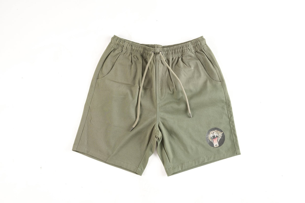 Jaguar design printed onto khaki Walk Shorts - doomsdayco Jaguar Walk Shorts