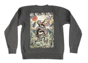 Jungle design printed onto a Charcoal Sweater - doomsdayco Jungle Charcoal Sweater back