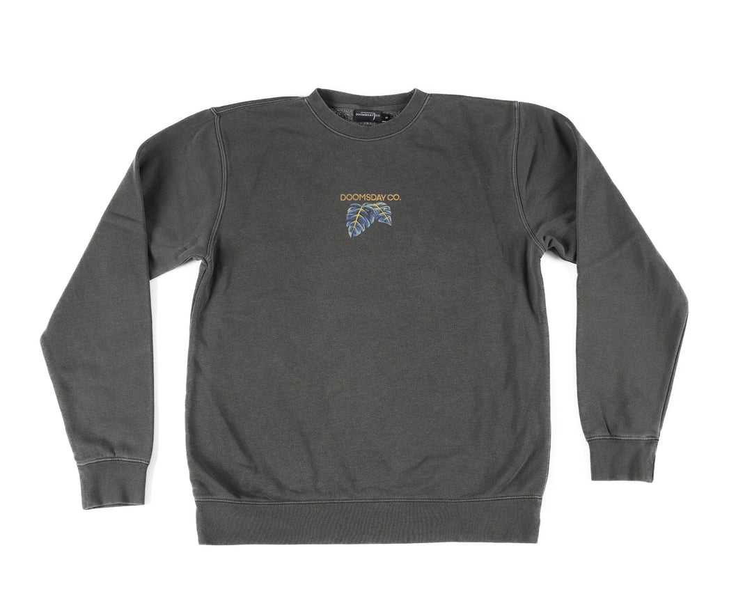 Jungle design printed onto a Charcoal Sweater - doomsdayco Jungle Charcoal Sweater front