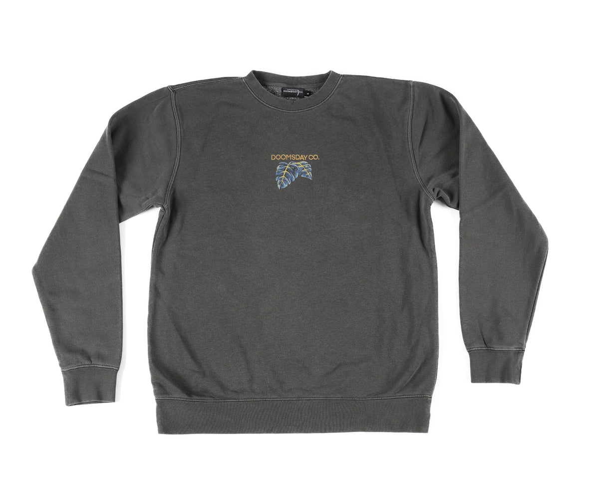 Jungle design printed onto a Charcoal Sweater - doomsdayco Jungle Charcoal Sweater front