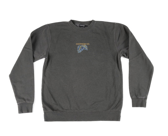 Jungle design printed onto a Charcoal Sweater - doomsdayco Jungle Charcoal Sweater front