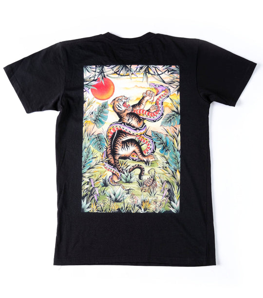 Jungle design printed onto T-Shirt Black - doomsdayco Jungle T-Shirt Black back