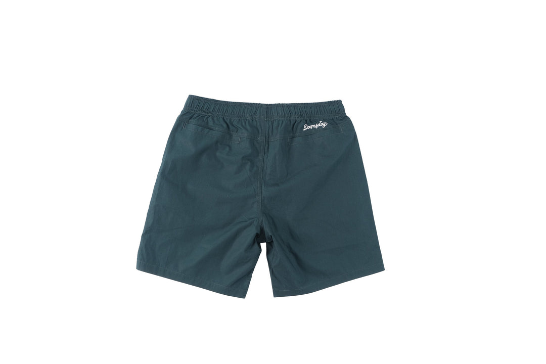 Neon Dragon design printed onto Green Beach Shorts - doomsdayco Neon Dragon Green Beach Shorts back