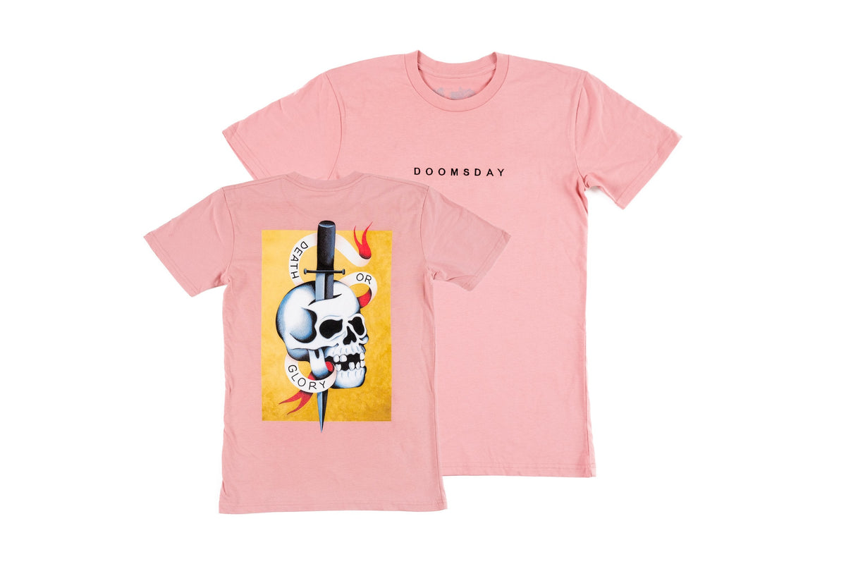 Pain1666 Death or Glory design printed onto a Rose T-shirt - doomsdayco Pain1666 Death or Glory Rose T-shirt merged