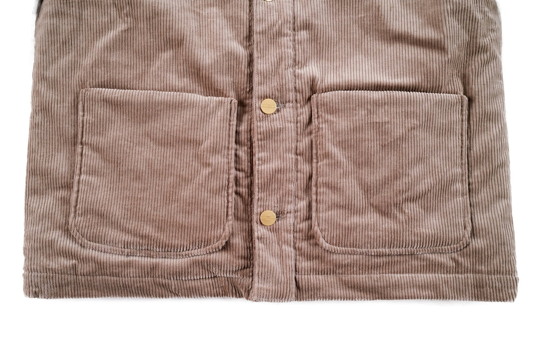 Platinum Corduroy Jacket with crane patch on chest pocket - doomsdayco Platinum Corduroy Jacket lower pockets