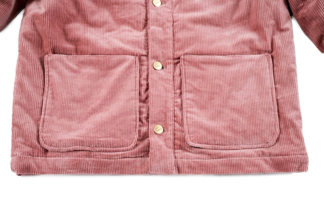 Rose Corduroy button up Jacket with crane patch on chest pocket - doomsdayco Rose Corduroy Jacket buttons