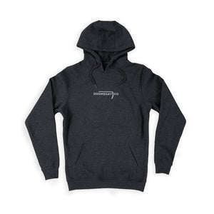 SKELE-MOON DESIGN PRINTED ON CHARCOAL HOODIE - DOOMSDAYCO SKELE-MOON CHARCOAL HOODIE FRONT