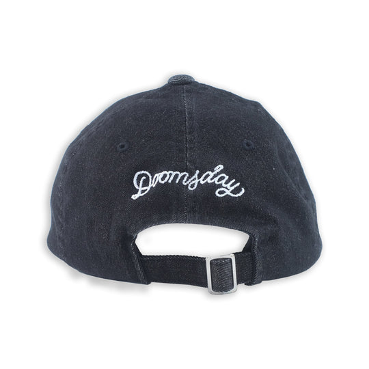 SKELE-MOON desing embroidered onto a black DAD CAP - doomsdayco SKELE-MOON DAD CAP back