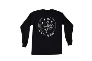 SKELE-MOON design printed onto black LONG SLEEVE - doomsdayco SKELE-MOON LONG SLEEVE back