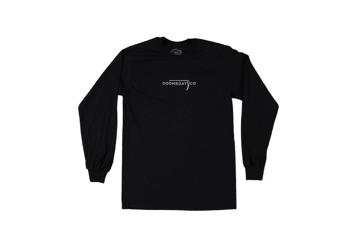 SKELE-MOON design printed onto black LONG SLEEVE - doomsdayco SKELE-MOON LONG SLEEVE front