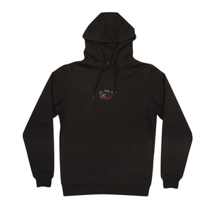 Sad Dreams design embroidered onto a black pullstring Hoodie