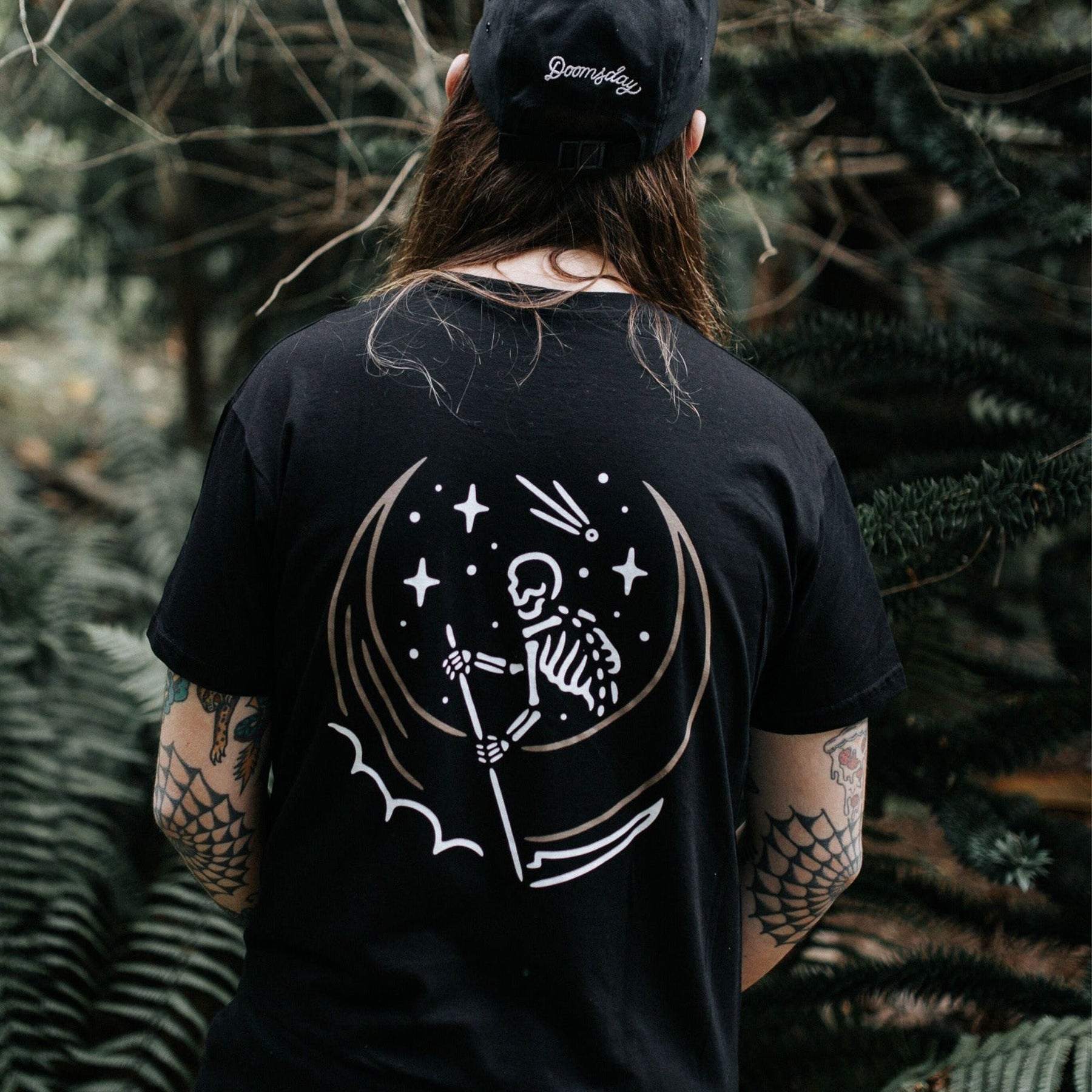 Skele-moon Black T-shirt Graphic T-shirt Tattoo Inspired