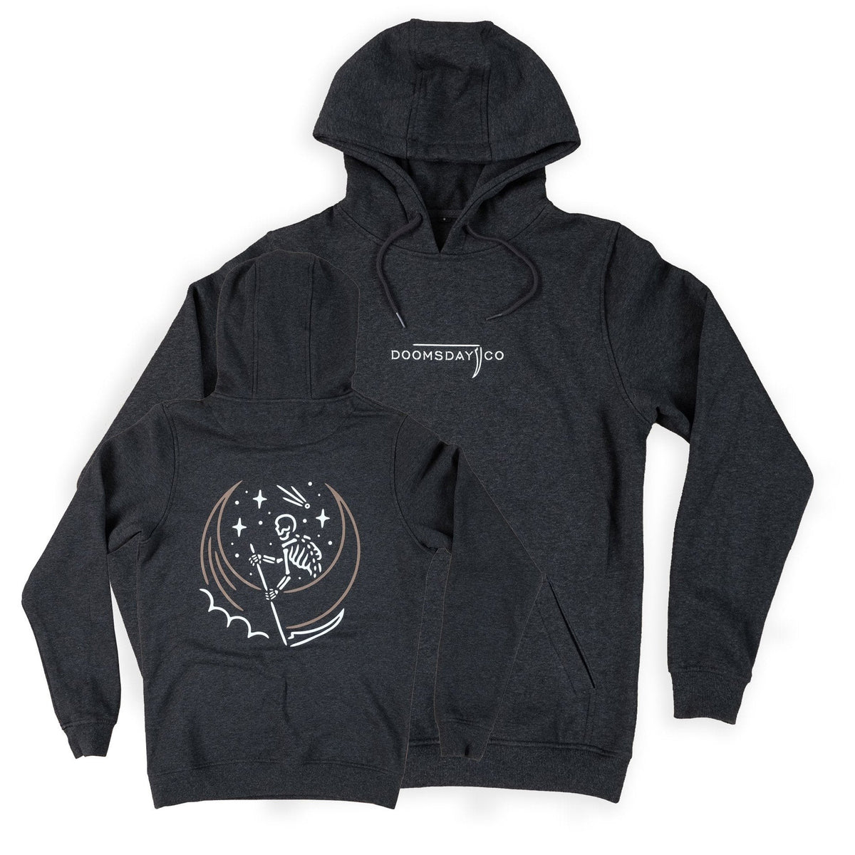Skele-Moon Charcoal Hoodie
