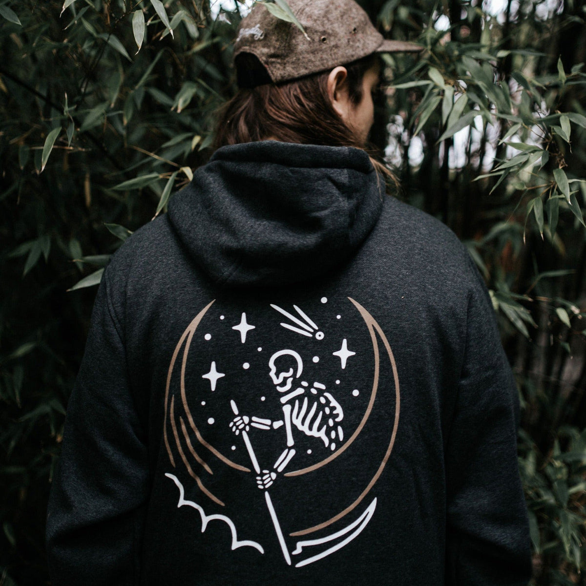 Skele-Moon Charcoal Hoodie