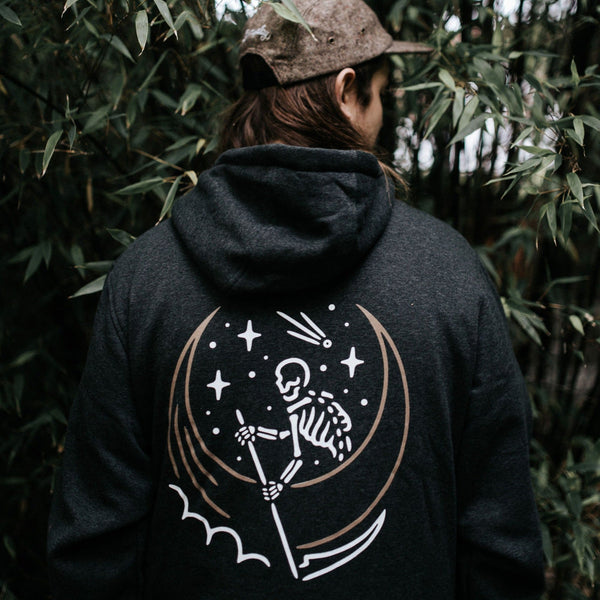 Skele-Moon Charcoal Hoodie