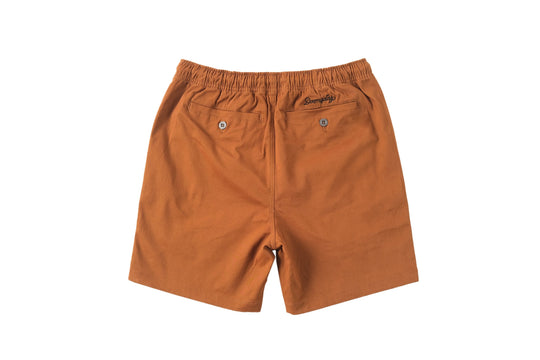 Snake Brown Walk Shorts with pull string waist - doomsdayco Snake Brown Walk Shorts back