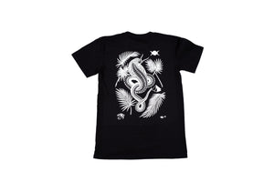 Tony blue Arms cobra design on black T-shirt back - doomsdayco Tony blue Arms cobra black T-shirt back