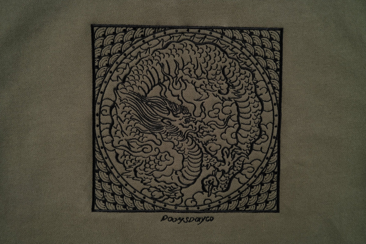 baldo dragon khaki hoodie - doomsdayco khaki hoodie