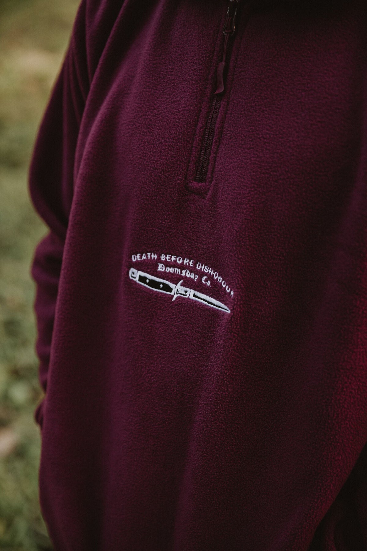 burgundy dishonour 1/4 zip fleece - doomsdayco fleece