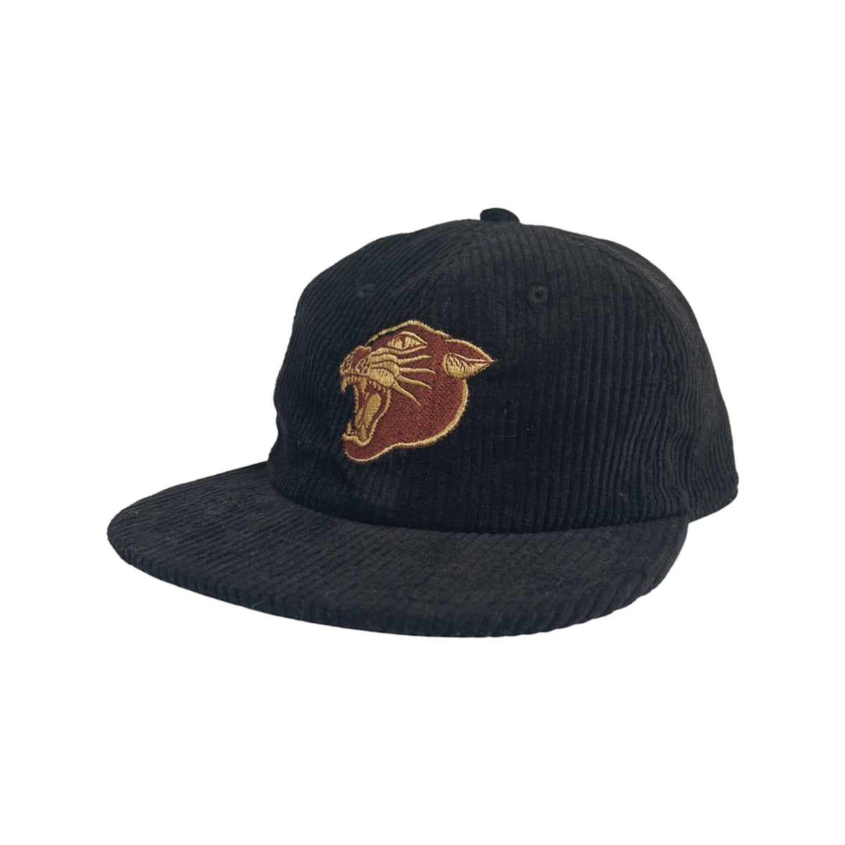 Panther Corduroy 6 Panel Cap - Black